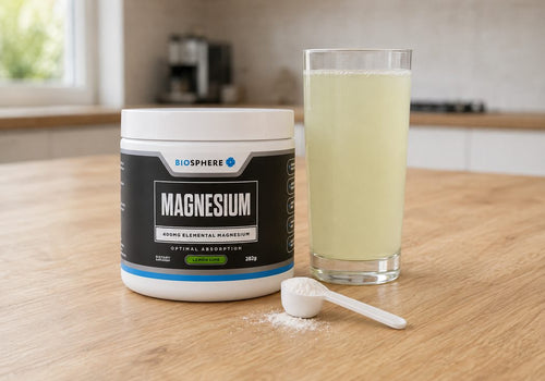 Magnesium tub, a glass of the mixed drink, and a scoop