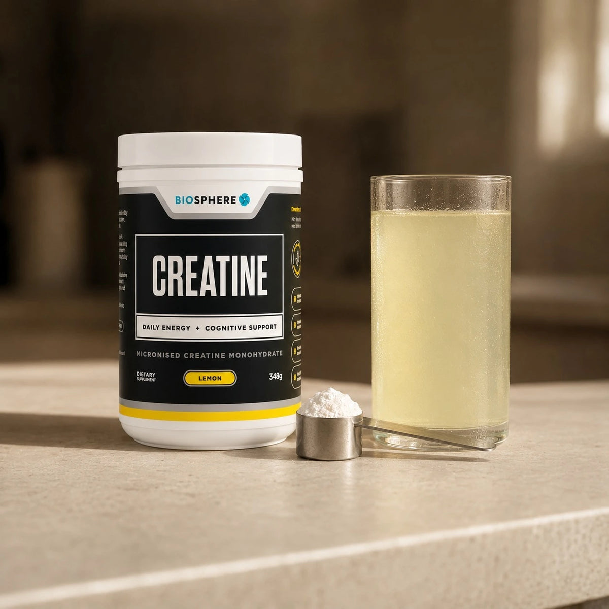 Biosphere Creatine powder tub, lemon flavour
