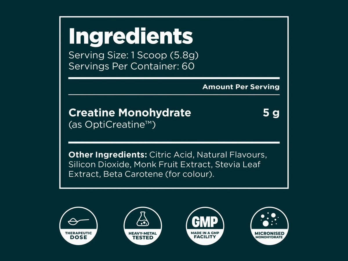 One active: 5g of creatine monohydrate per scoop.